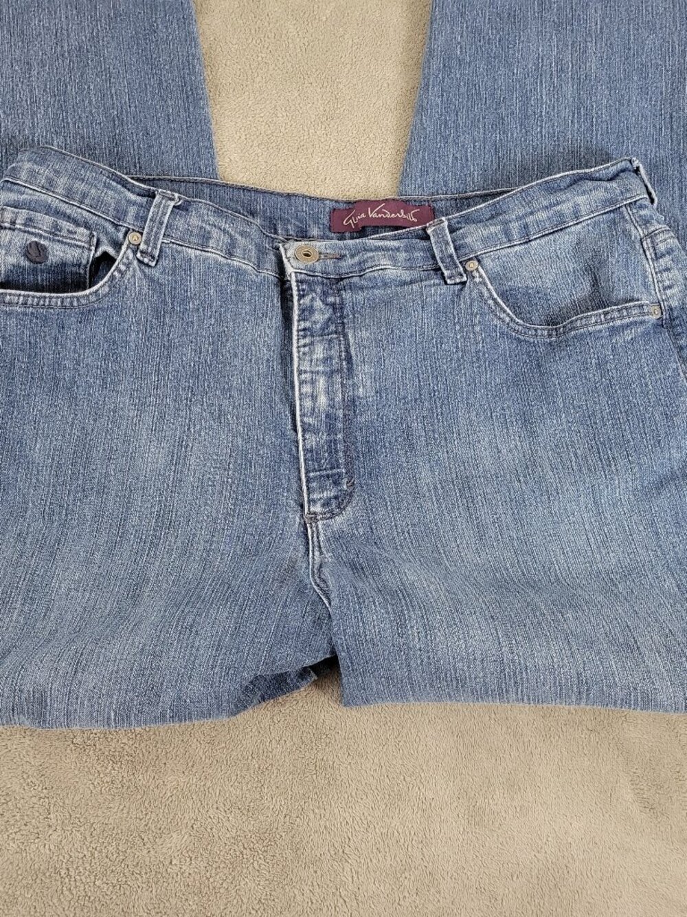 Gloria Vanderbilt 18 Jeans Blue Denim Straight Leg Elastic Waist Stretch SL58E
